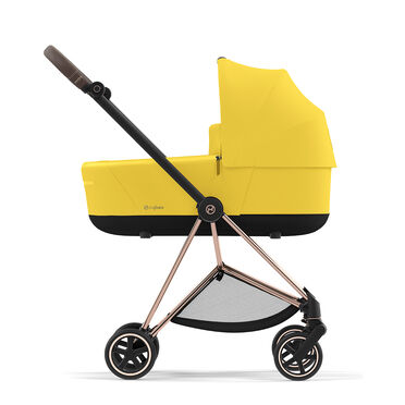 CYBEX Platinum Stroller Mios Lux Carry Cot shown on Mios Frame - Mustard Yellow