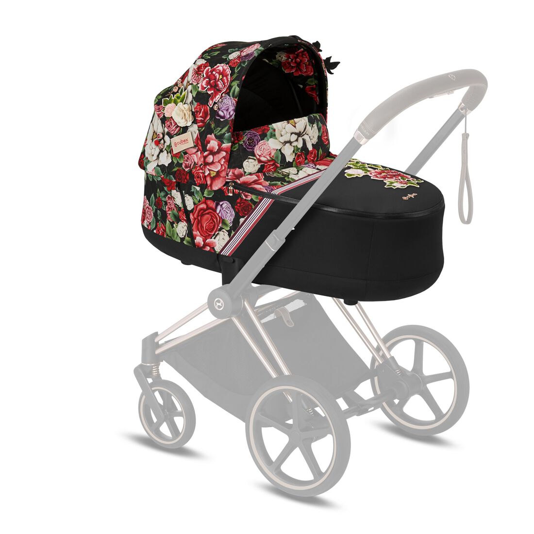 CYBEX Priam 3 Lux Carry Cot - Spring Blossom Dark in Spring Blossom Dark large image number 4